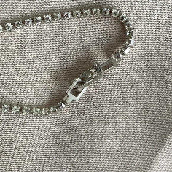 Delicate Silver coloured Rhinestone Bracelet / Small - Picture 3 of 8